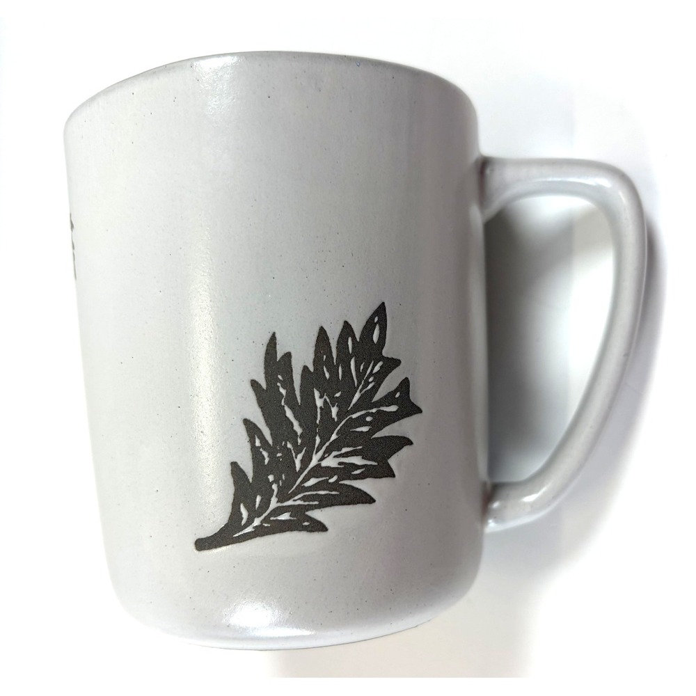 Bee & Willow Embossed Autumn Leaf MUG Beige & Brown Stoneware Fall Coffee Tea VG
